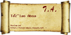 Tálas Absa névjegykártya